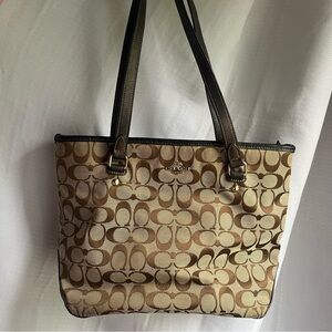 Coach Tan and Brown Signature Tote